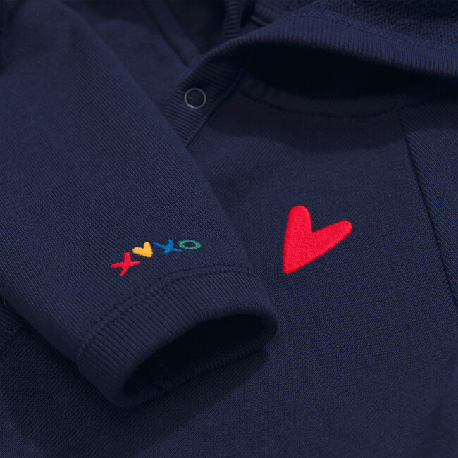 Baby Embroidered Heart Hoodie Set, Navy - Mixed Apparel Set - 2
