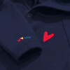 Baby Embroidered Heart Hoodie Set, Navy - Mixed Apparel Set - 2