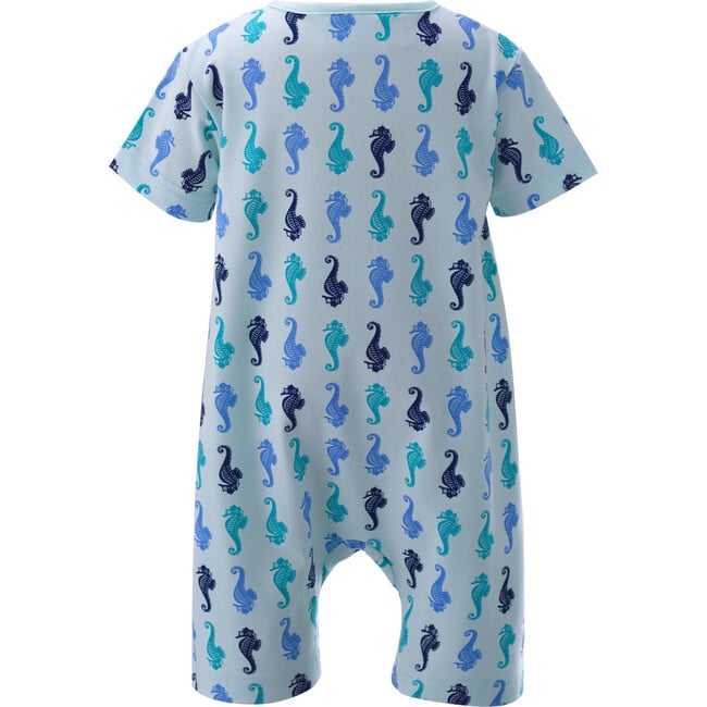 Seahorse Romper, Blue - Rompers - 3