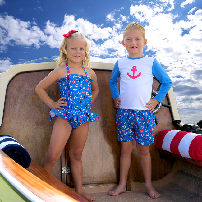 Anchor Swim Shorts, Blue - Swim Trunks - 2