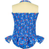 Anchor Ruched Swimsuit, Blue - One Pieces - 3