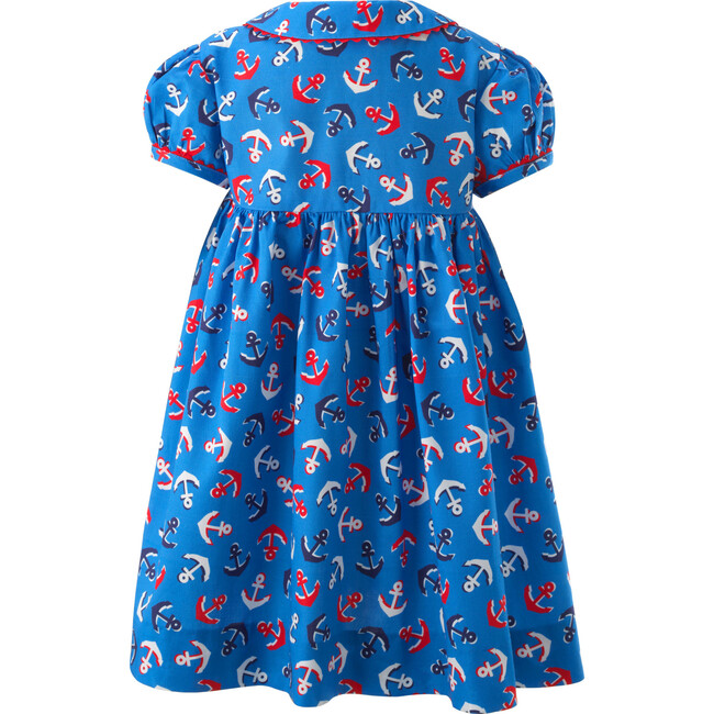 Anchor Button Front Dress & Bloomers, Blue - Dresses - 3