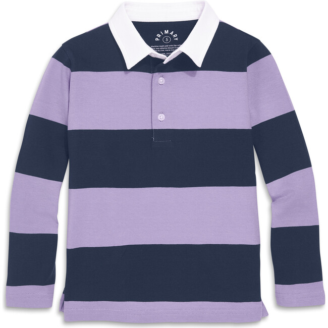 Long Sleeve Rugby, Iris Navy Stripe - Polo Shirts - 1
