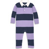 Baby Rugby Romper, Iris Navy Stripe - Rompers - 1 - thumbnail