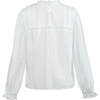 Women's Seersucker Long Sleeve Blouse, White - Blouses - 2