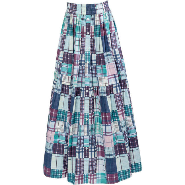 Women's Elasticated Waistband Maxi Skirt, Plaid