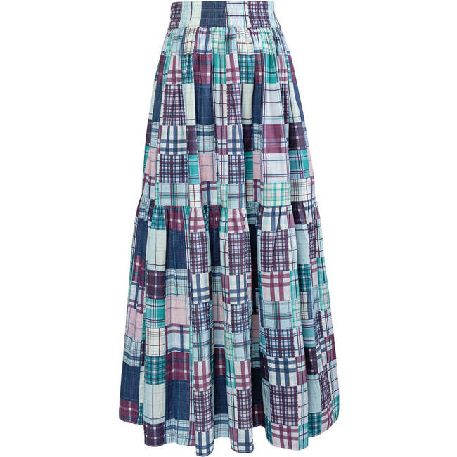 Women's Elasticated Waistband Maxi Skirt, Plaid - Skirts - 2