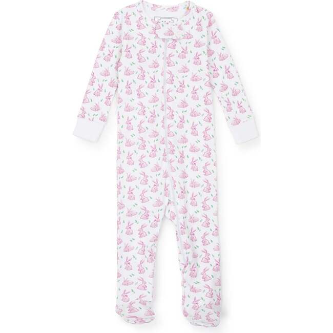 Parker Girls' Zipper Pajama, Bunny Hop Pink