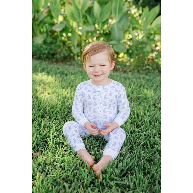 Parker Boys' Zipper Pajama, Bunny Hop Blue - Footie Pajamas - 3