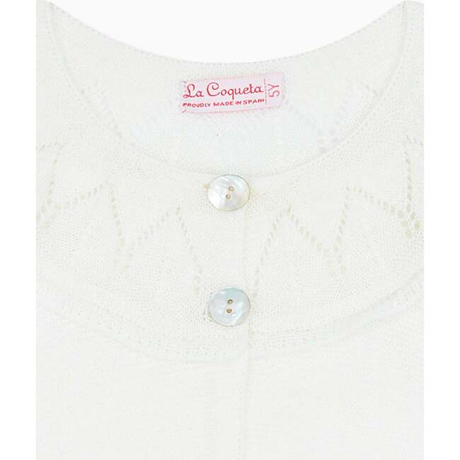 Baena Cotton Knit Cardigan, Ivory - Cardigans - 3