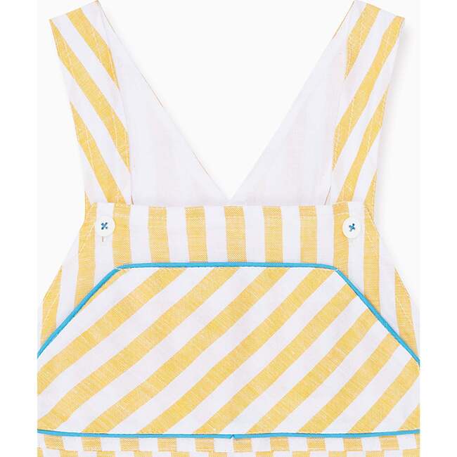 Ringo Linen Mix Baby Dungarees, Yellow - Overalls - 2