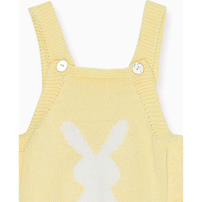 Crispa Cotton Bunny Baby Knitted Dungarees, Vanilla - Overalls - 3