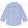 Mateo Linen Mix Shirt, Blue Check - Shirts - 3