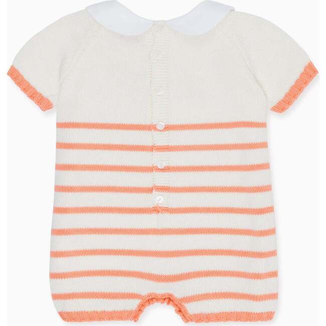 Clavel Cotton Turtle Baby Knitted Playsuit, Coral - Rompers - 4
