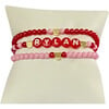 Rylan Bracelet Set, Pink & Red - Bracelets - 1 - thumbnail