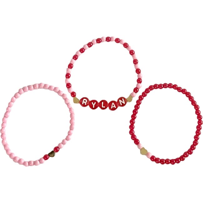 Rylan Bracelet Set, Pink & Red - Bracelets - 2