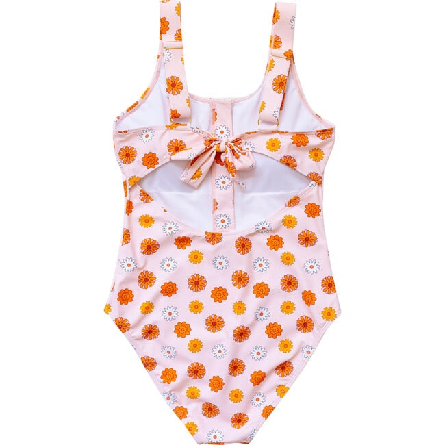 Women's Floral Print Zip-Up One-Piece Swimsuit, Yellow & Orange - One Pieces - 2