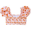 Women's Floral Print Sleeved Bikini Top, Yellow & Orange - Two Pieces - 2