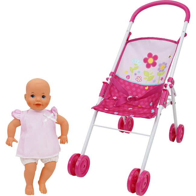 Garden 14"  Baby Doll & Folding Stroller Set