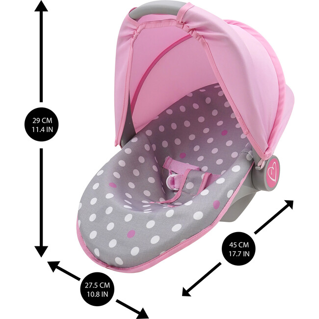 Cotton Candy Pink: 3-In-1 Doll Car Seat Doll Accessory - Pink, Grey - Doll Accessories - 6