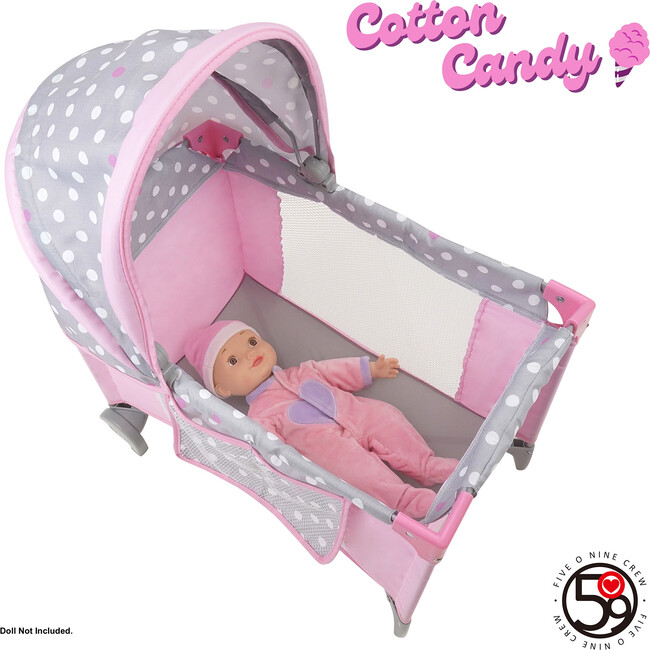 Cotton Candy Pink Doll Play Yard - Pink, Grey, Polka Dot - Doll Accessories - 2