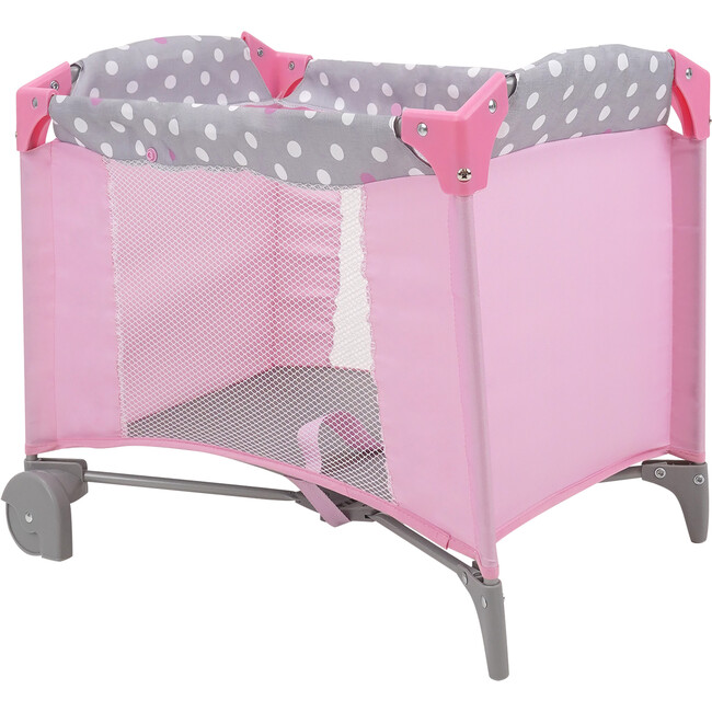 Cotton Candy Pink Doll Play Yard - Pink, Grey, Polka Dot - Doll Accessories - 3