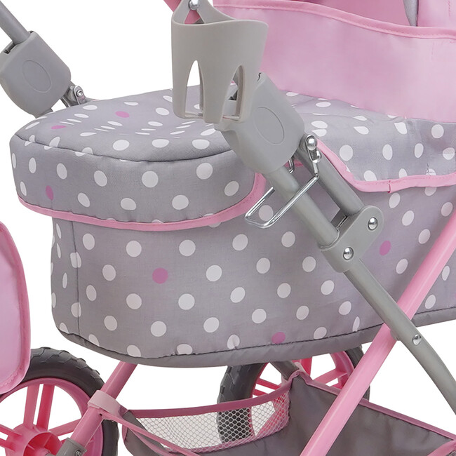 Cotton Candy Pink Amanda Doll Pram Doll Accessory - Pink, Grey, Polka Dot - Doll Accessories - 3