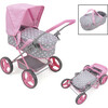 Cotton Candy Pink Baby Doll Pram Doll Accessory - Pink, Grey, Polka Dot - Doll Accessories - 5