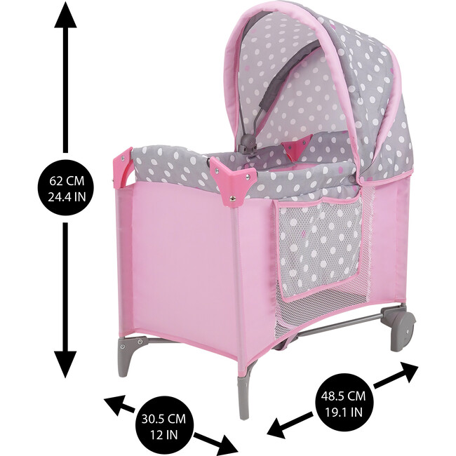Cotton Candy Pink Doll Play Yard - Pink, Grey, Polka Dot - Doll Accessories - 6