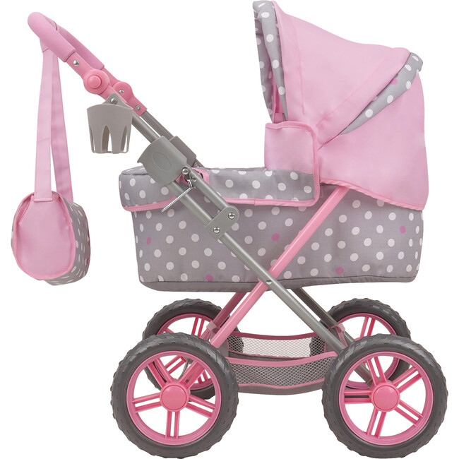 Cotton Candy Pink Amanda Doll Pram Doll Accessory - Pink, Grey, Polka Dot - Doll Accessories - 5