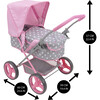 Cotton Candy Pink Baby Doll Pram Doll Accessory - Pink, Grey, Polka Dot - Doll Accessories - 6