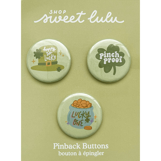 Happy Go Lucky Pinback Button Set