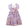 Ruffle Sleeve Dress, Purple Flowers - Dresses - 2