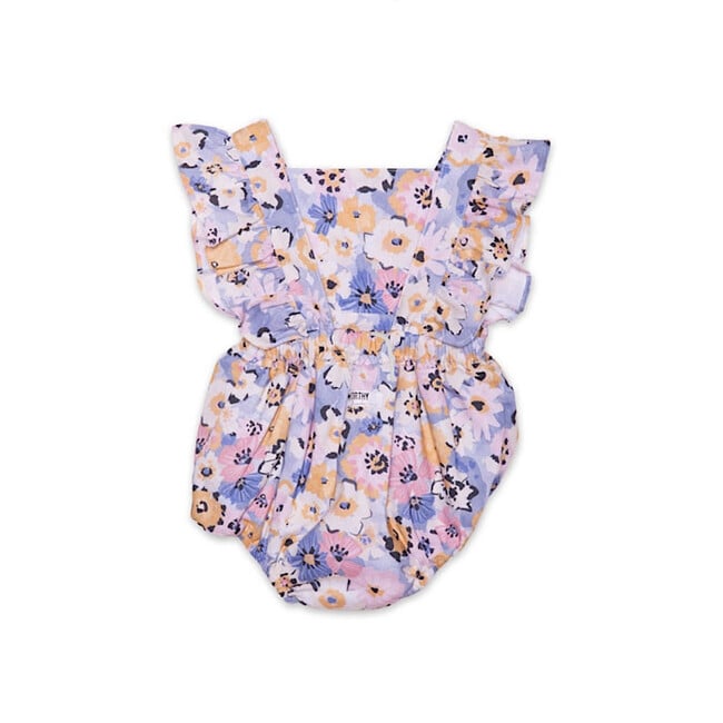 Bubble Romper, Purple Flowers - Rompers - 2