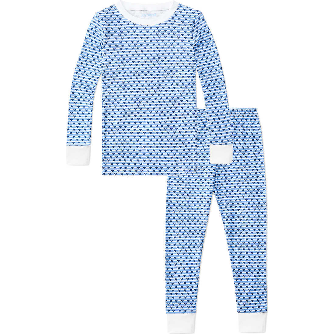 Sailor Hearts Two Piece Pajamas, Blue - Pajamas - 1