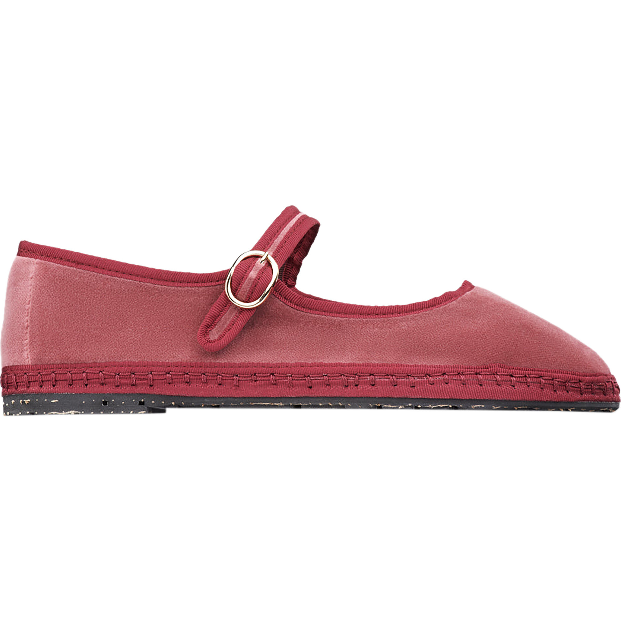 Women's Theresa Piped Velvet Mary Jane Shoes, Blush Pink & Burgundy - Mary Janes - 1