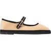 Women's Theodora Piped Velvet Mary Jane Shoes, Beige & Black - Mary Janes - 1 - thumbnail