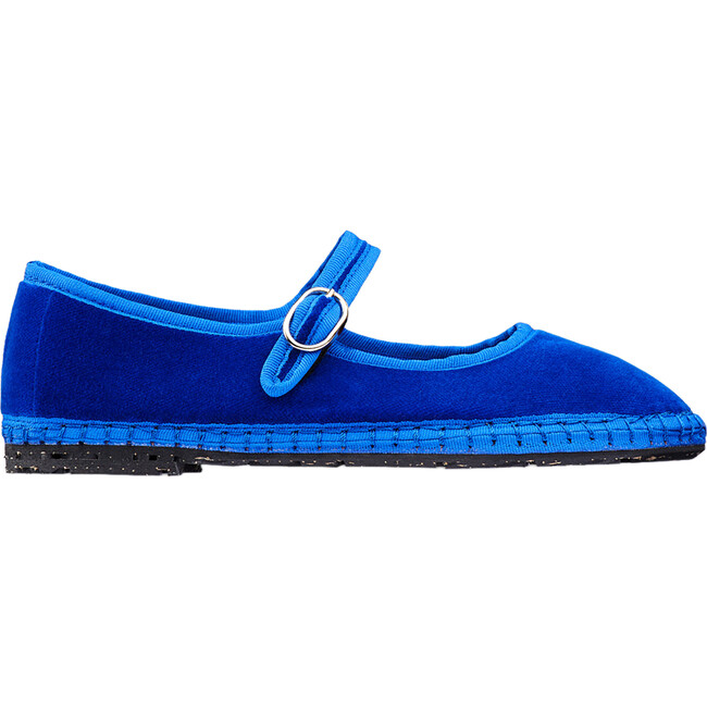 Women's Oe Piped Velvet Mary Jane Shoes, Electric Blue