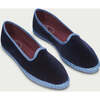 Women's Scarlett Piped Velvet Slip-On Shoes, Navy Blue & Baby Blue - Slip Ons - 2