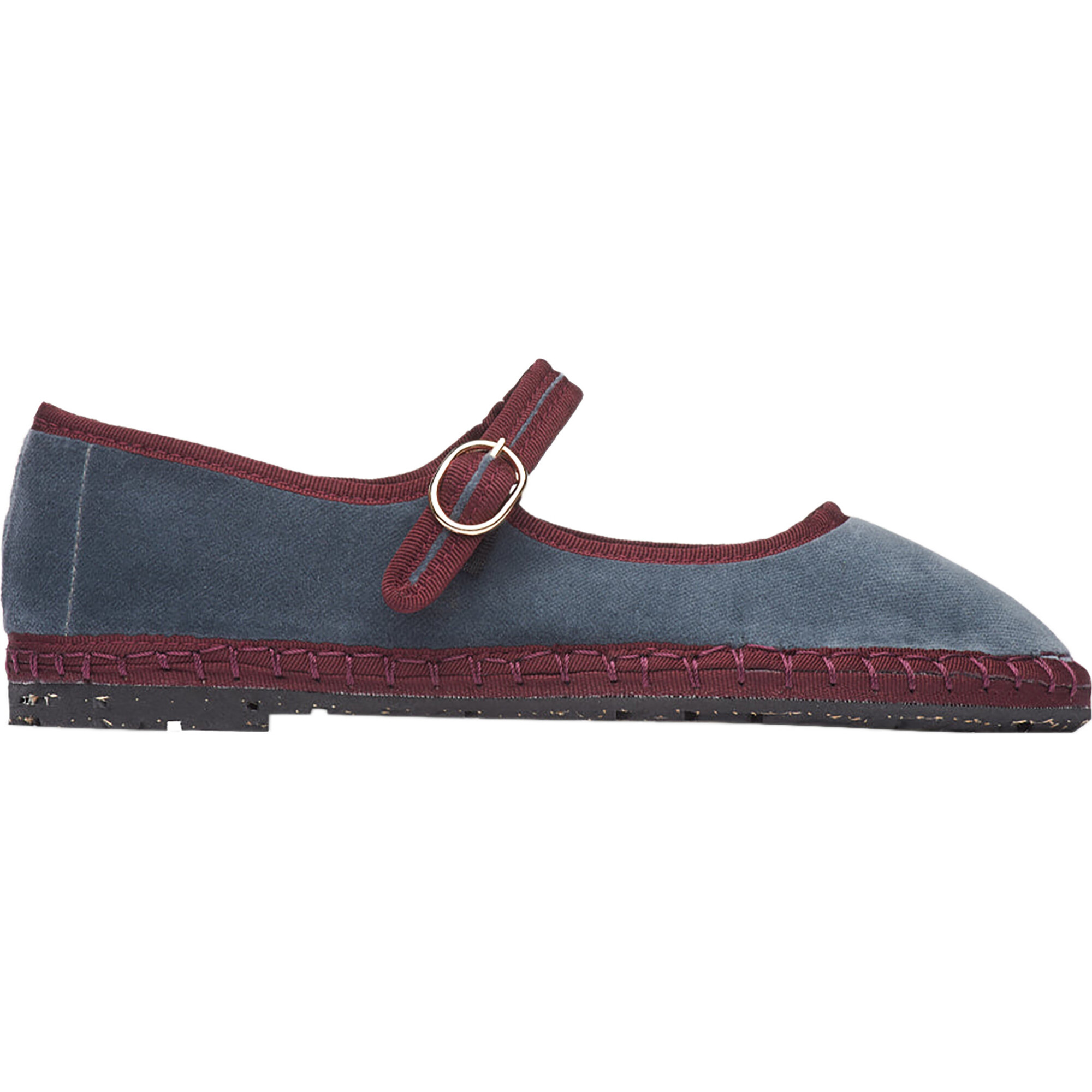 Women's Georgina Piped Velvet Mary Jane Shoes, Grey & Burgundy - Mary Janes - 1