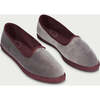 Women's Hermione Piped Velvet Slip-On Shoes, Grey & Burgundy - Slip Ons - 2