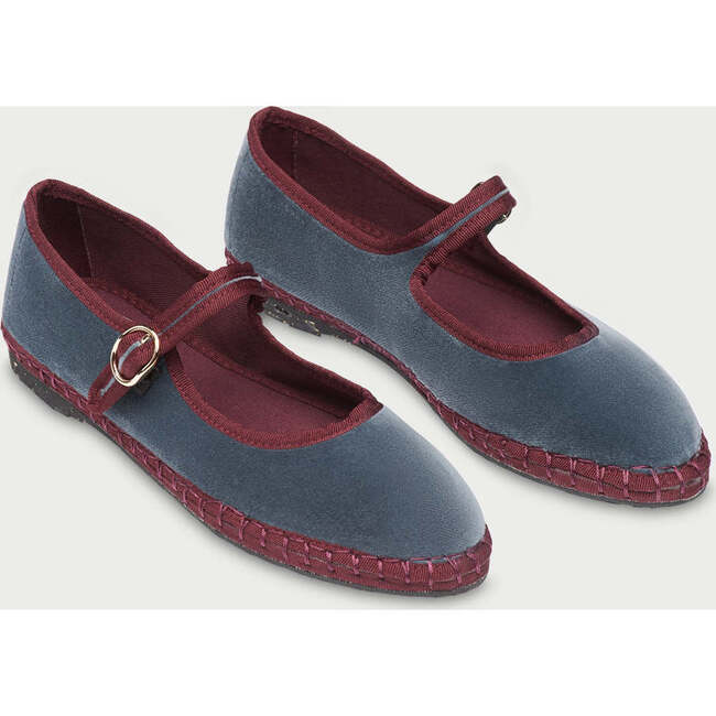 Women's Georgina Piped Velvet Mary Jane Shoes, Grey & Burgundy - Mary Janes - 2