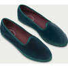 Women's Bernarda Piped Velvet Slip-On Shoes, Petrol Green - Slip Ons - 2