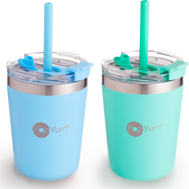 9 oz Insulated Stainless Steel Kids’ Cups, Blue & Green (Pack Of 2)