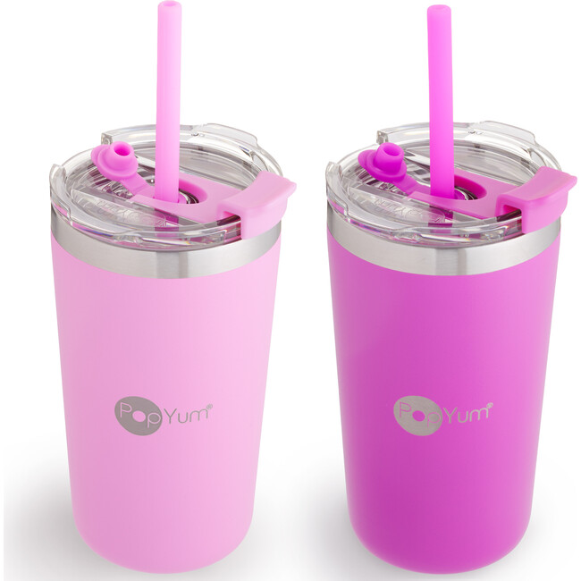 13 oz Insulated Stainless Steel Kids’ Cups, Purple & Pink (Pack Of 2)