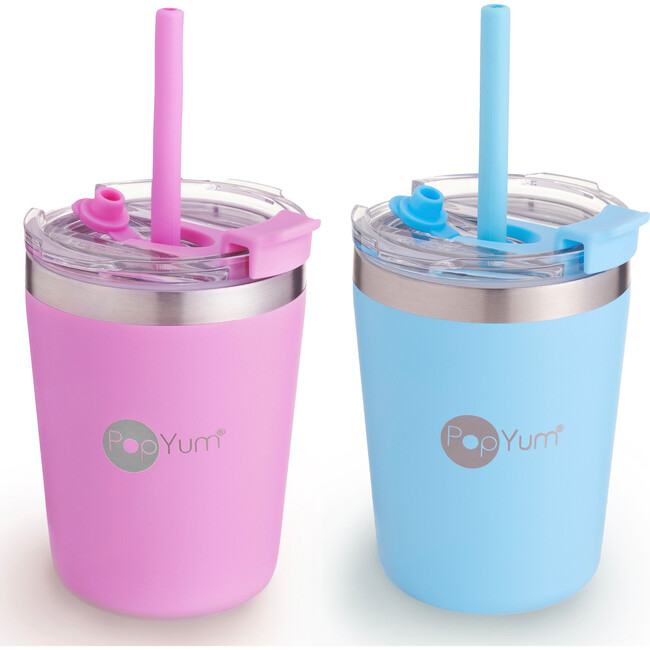 9 oz Insulated Stainless Steel Kids’ Cups, Blue & Pink (Pack Of 2)