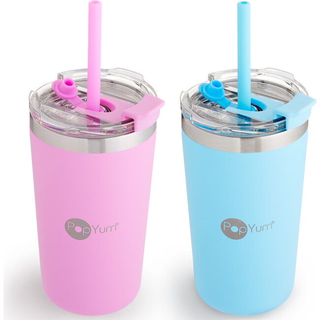 13 oz Insulated Stainless Steel Kids’ Cups, Blue & Pink (Pack Of 2)