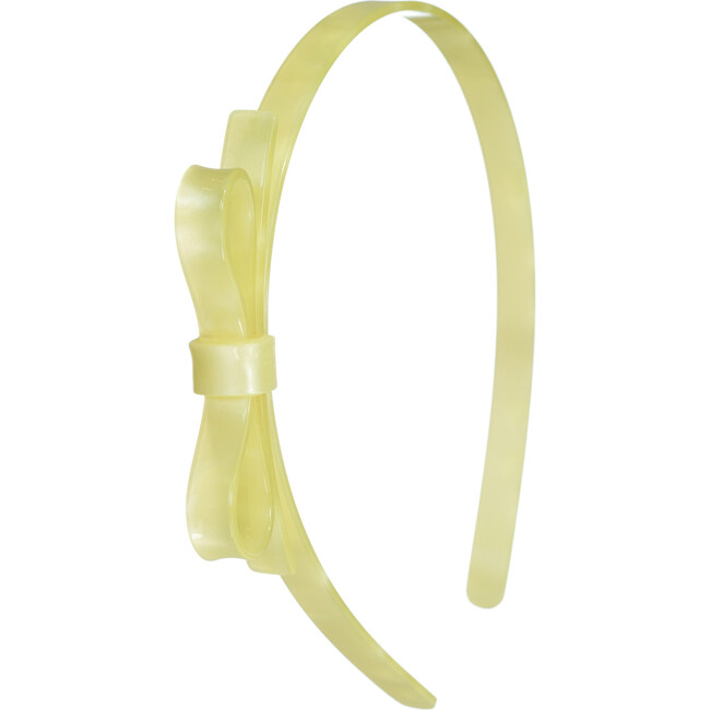 Thin Bow Headband, Satin Yellow