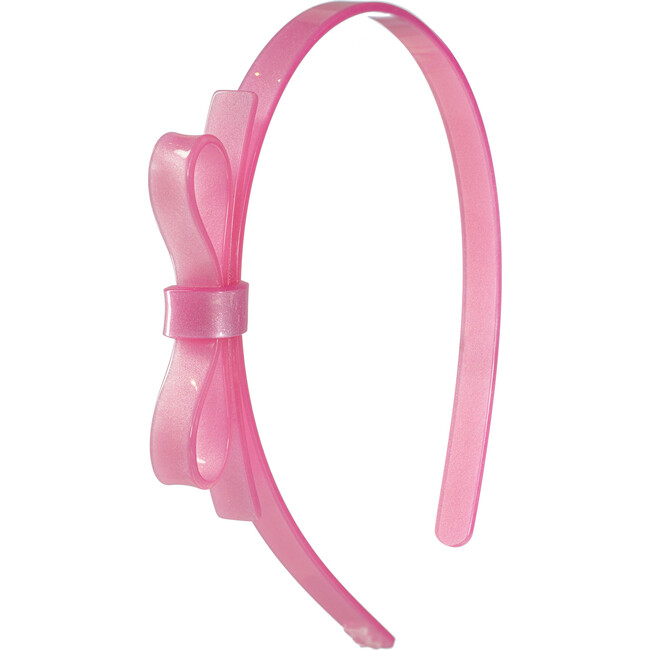 Thin Bow Headband, Satin Pink