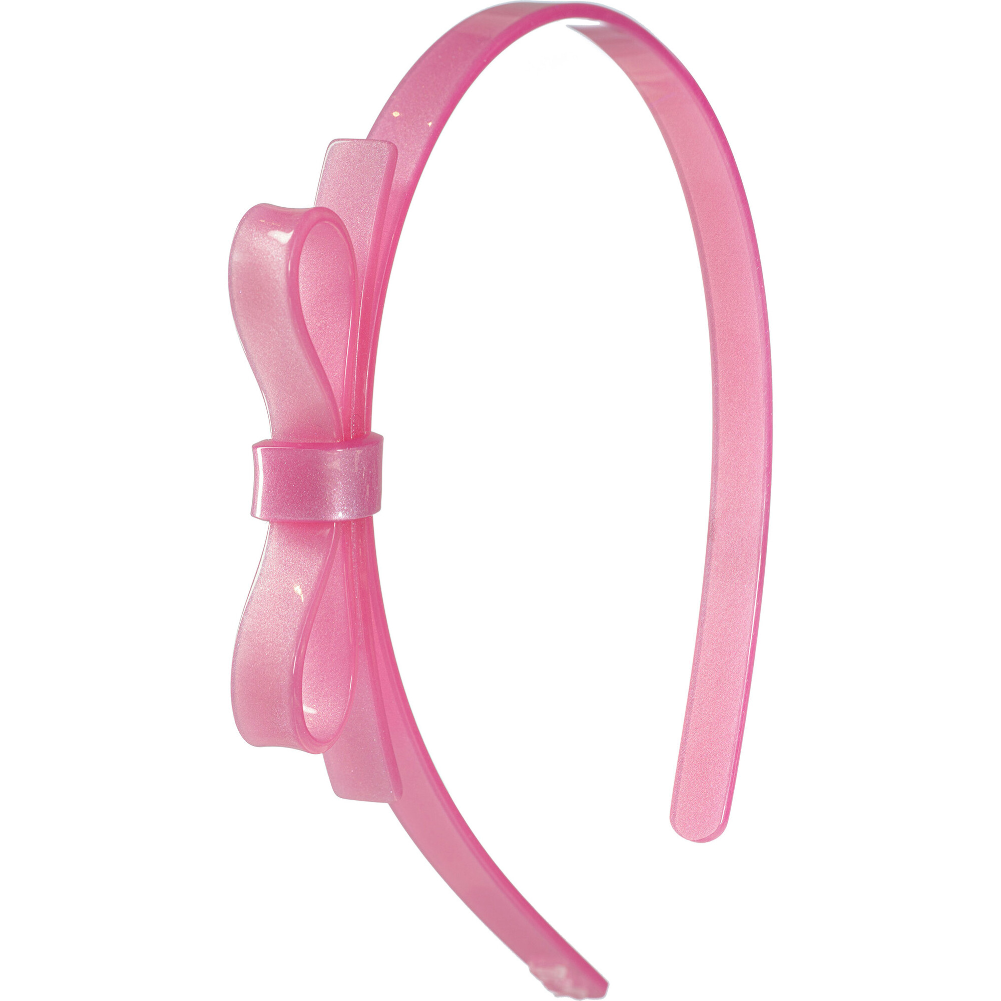 Thin Bow Headband, Satin Pink - Headbands - 1